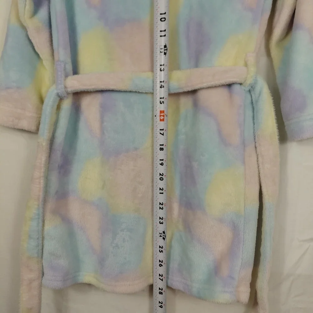 Lands'‎ End Kids Fleece Hooded Size 6/ XS Bathrobe Tie Waist Soft Fuzzy Robe
